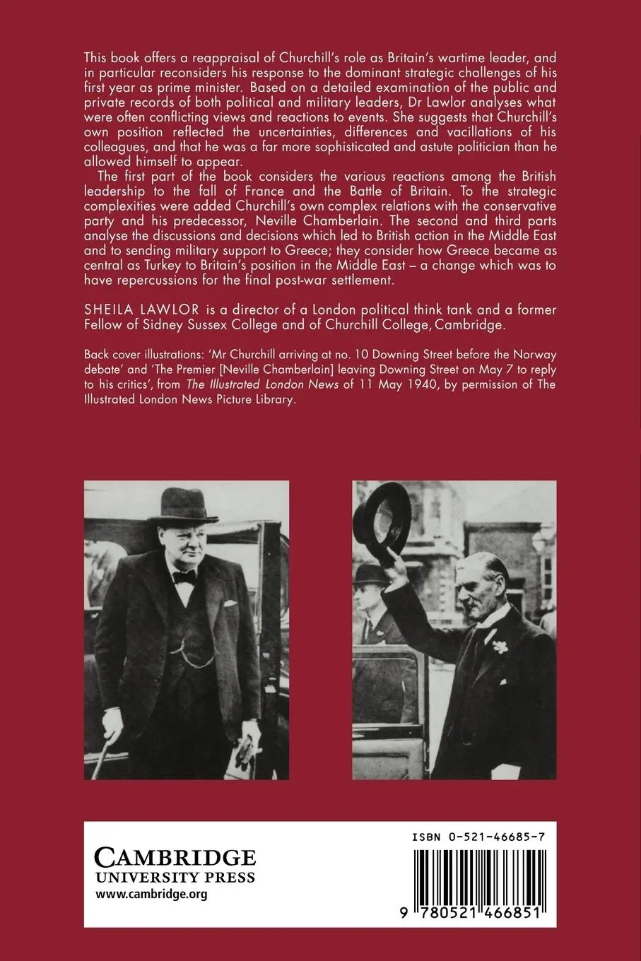 Rückseite: 9780521466851 | Churchill and the Politics of War, 1940 1941 | Sheila Lawlor | Buch