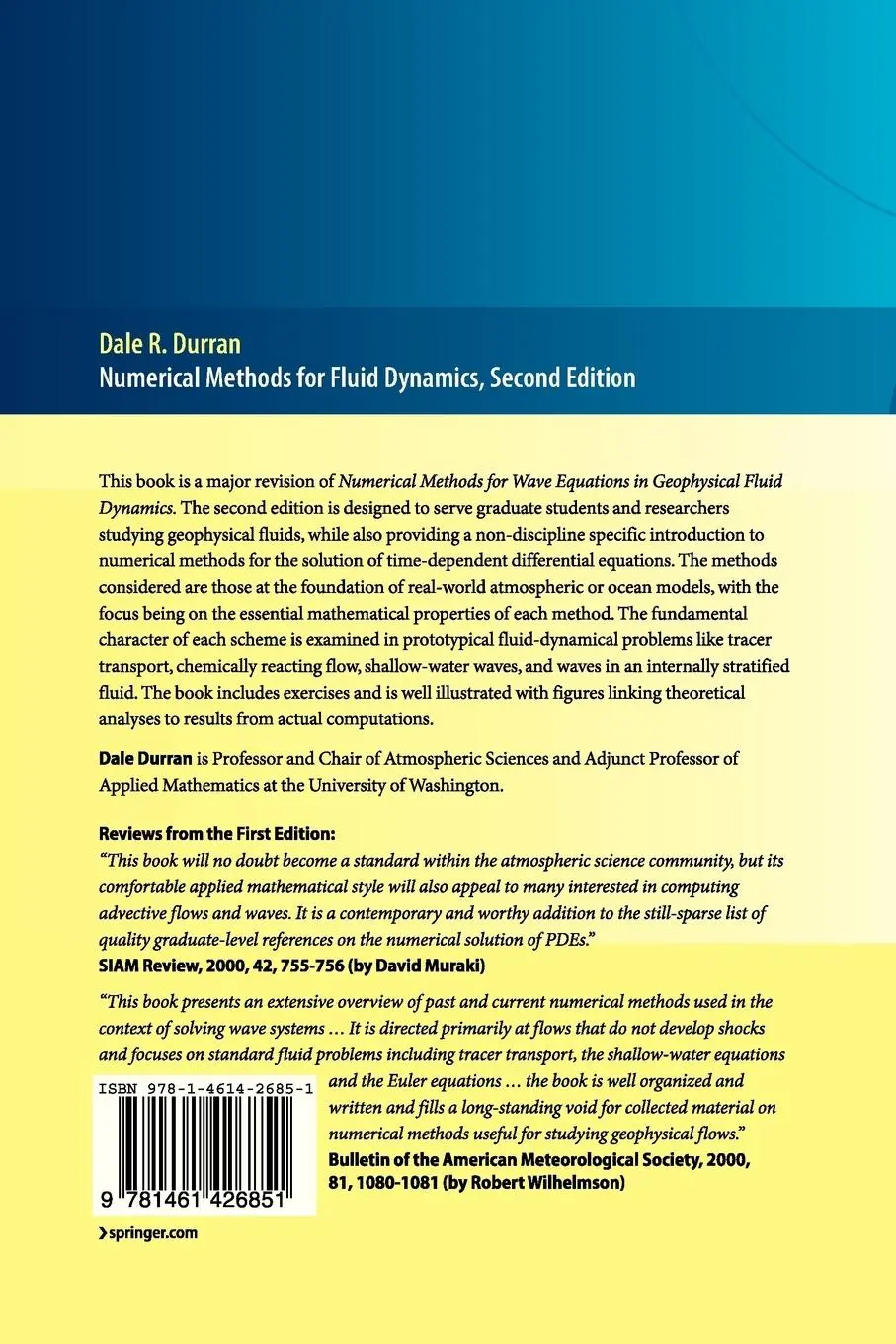 Rückseite: 9781461426851 | Numerical Methods for Fluid Dynamics | With Applications to Geophysics