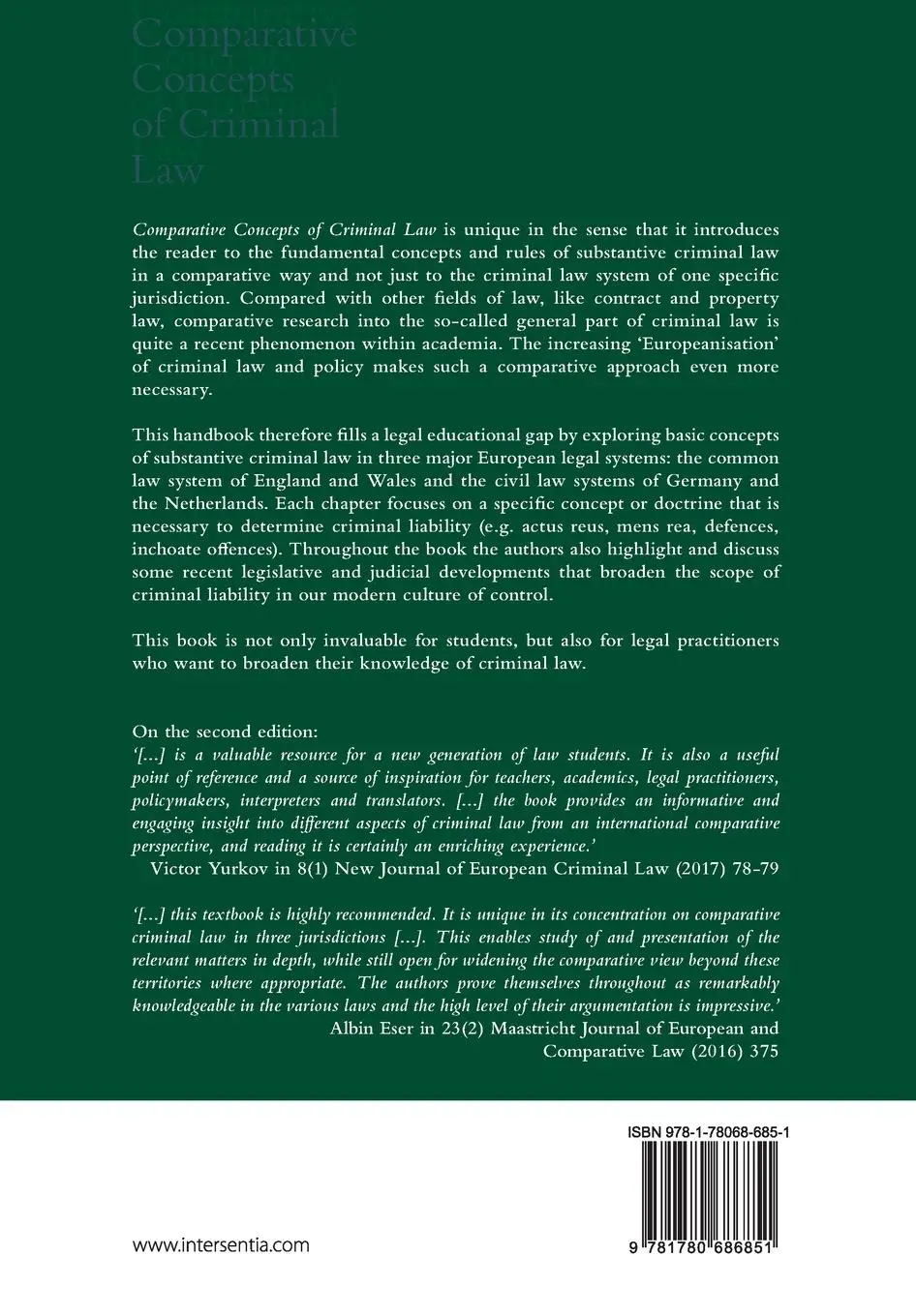 Rückseite: 9781780686851 | Comparative Concepts of Criminal Law | 3rd edition | Johannes Keiler