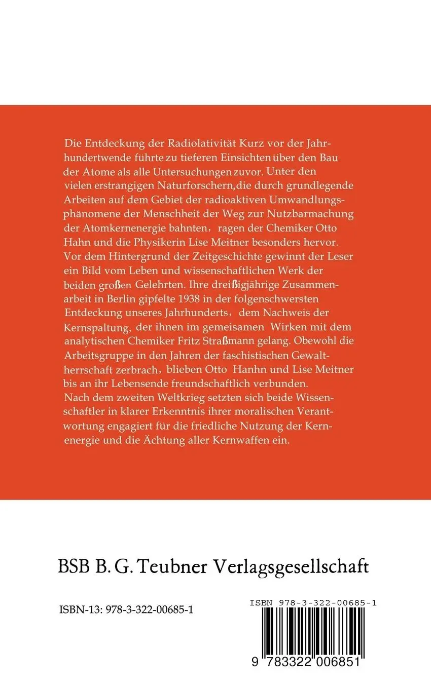 Rückseite: 9783322006851 | Otto Hahn/Lise Meitner | Werner Stolz | Taschenbuch | 97 S. | Deutsch