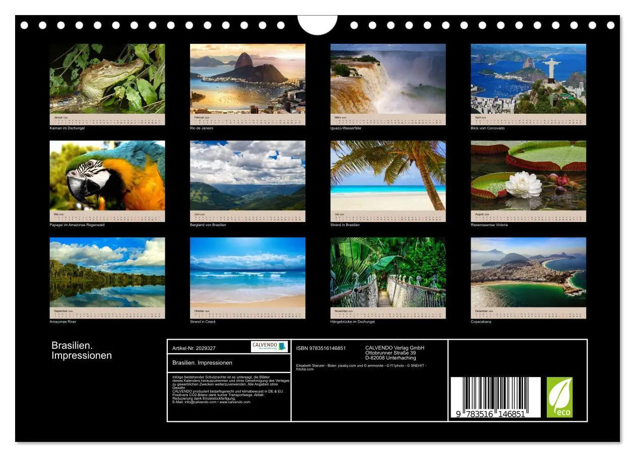 Bild: 9783516146851 | Brasilien. Impressionen (Wandkalender 2026 DIN A4 quer), CALVENDO...