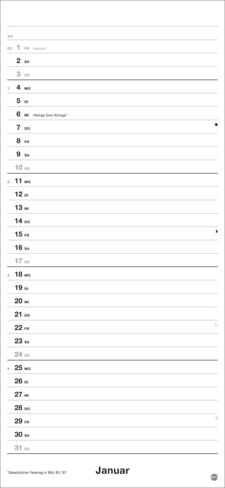 Bild: 9783756416851 | Black&amp;White Planer 2027 | Kalender | Bürokalender Heye | 14 S. | 2027