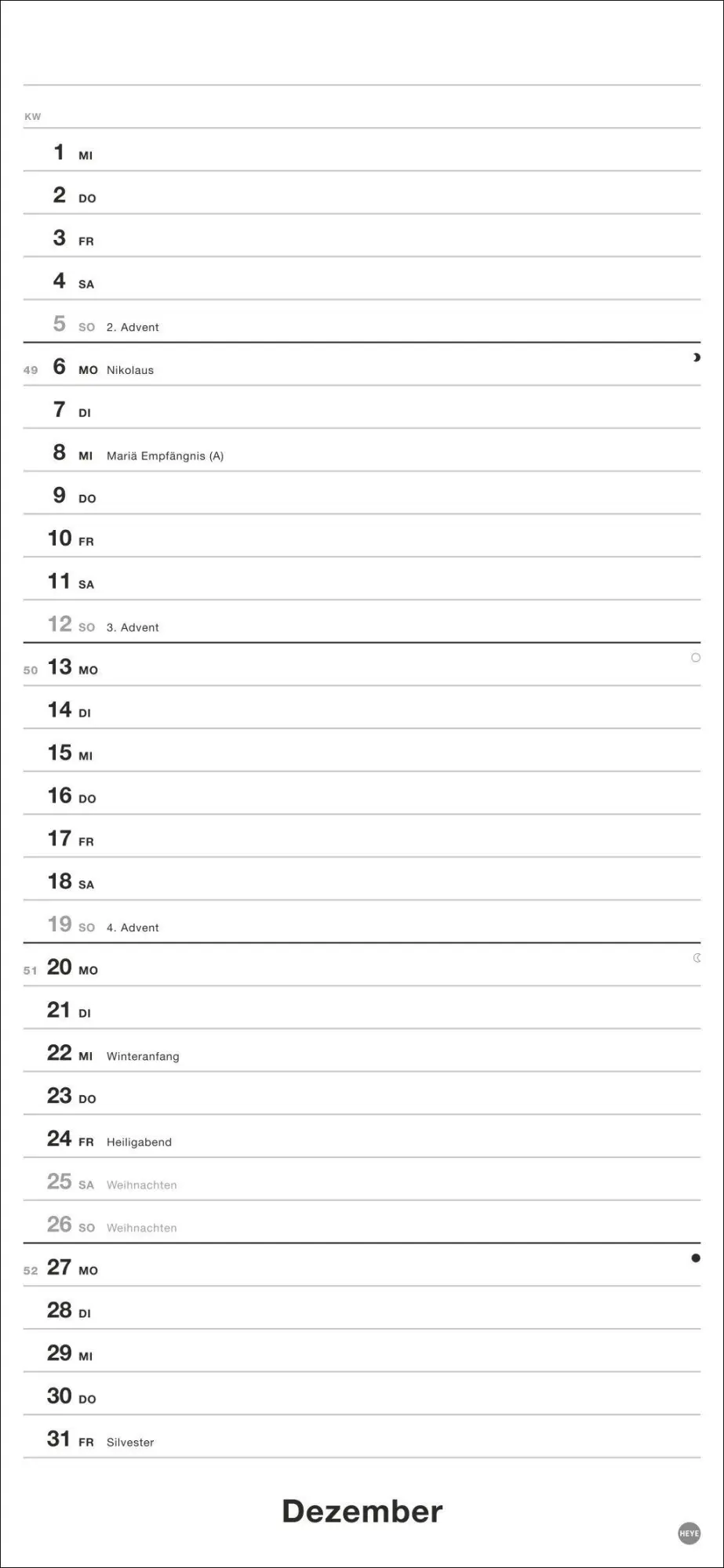 Bild: 9783756416851 | Black&amp;White Planer 2027 | Kalender | Bürokalender Heye | 14 S. | 2027