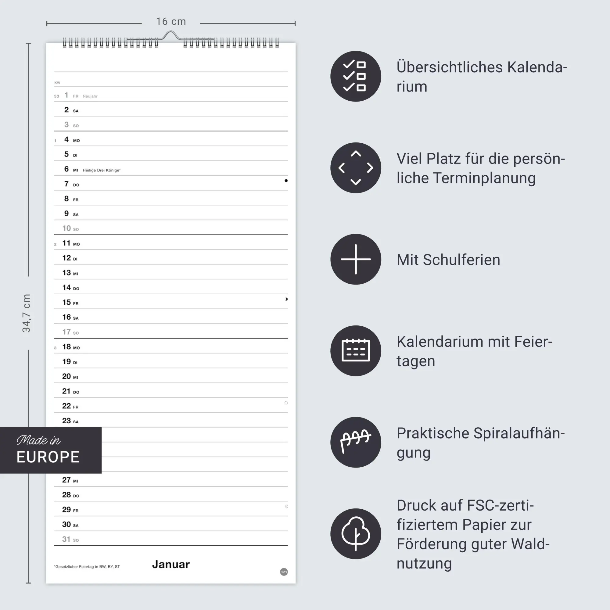Bild: 9783756416851 | Black&amp;White Planer 2027 | Kalender | Bürokalender Heye | 14 S. | 2027
