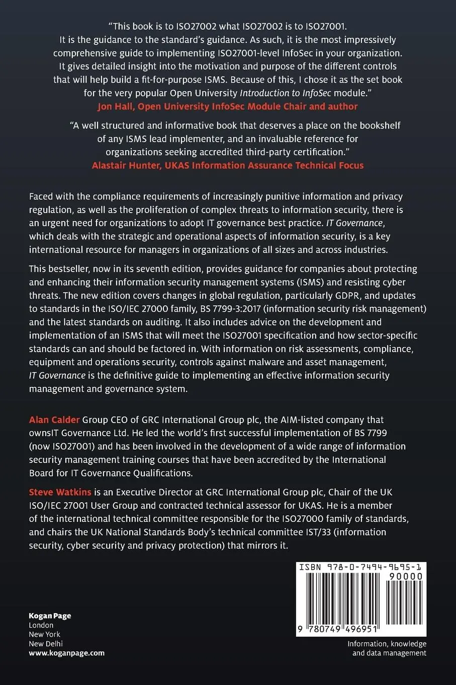 Rückseite: 9780749496951 | It Governance | Alan Calder (u. a.) | Taschenbuch | Englisch | 2019