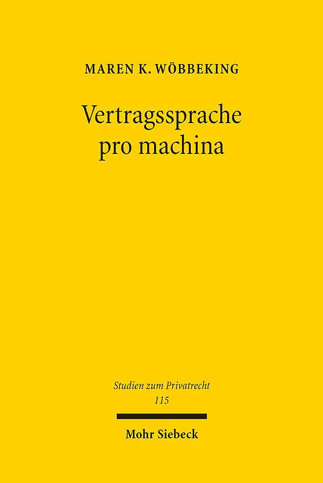 Cover: 9783161626951 | Vertragssprache pro machina | Maren K. Wöbbeking | Taschenbuch | XXII