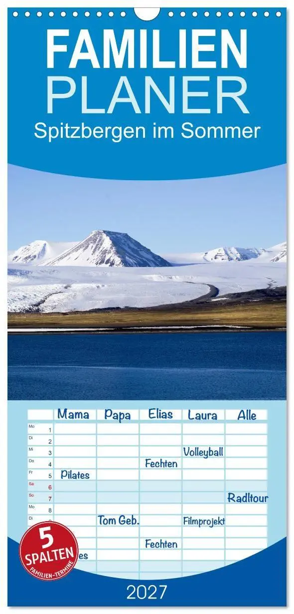 Cover: 9783594286951 | Familienplaner 2027 - Spitzbergen im Sommer mit 5 Spalten...