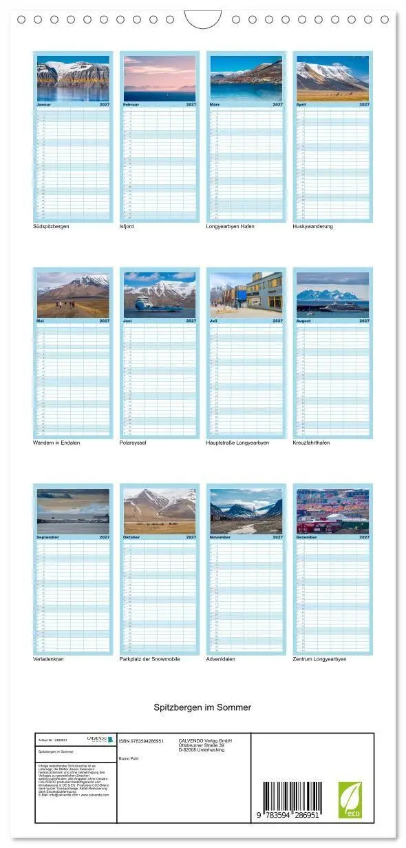 Bild: 9783594286951 | Familienplaner 2027 - Spitzbergen im Sommer mit 5 Spalten...