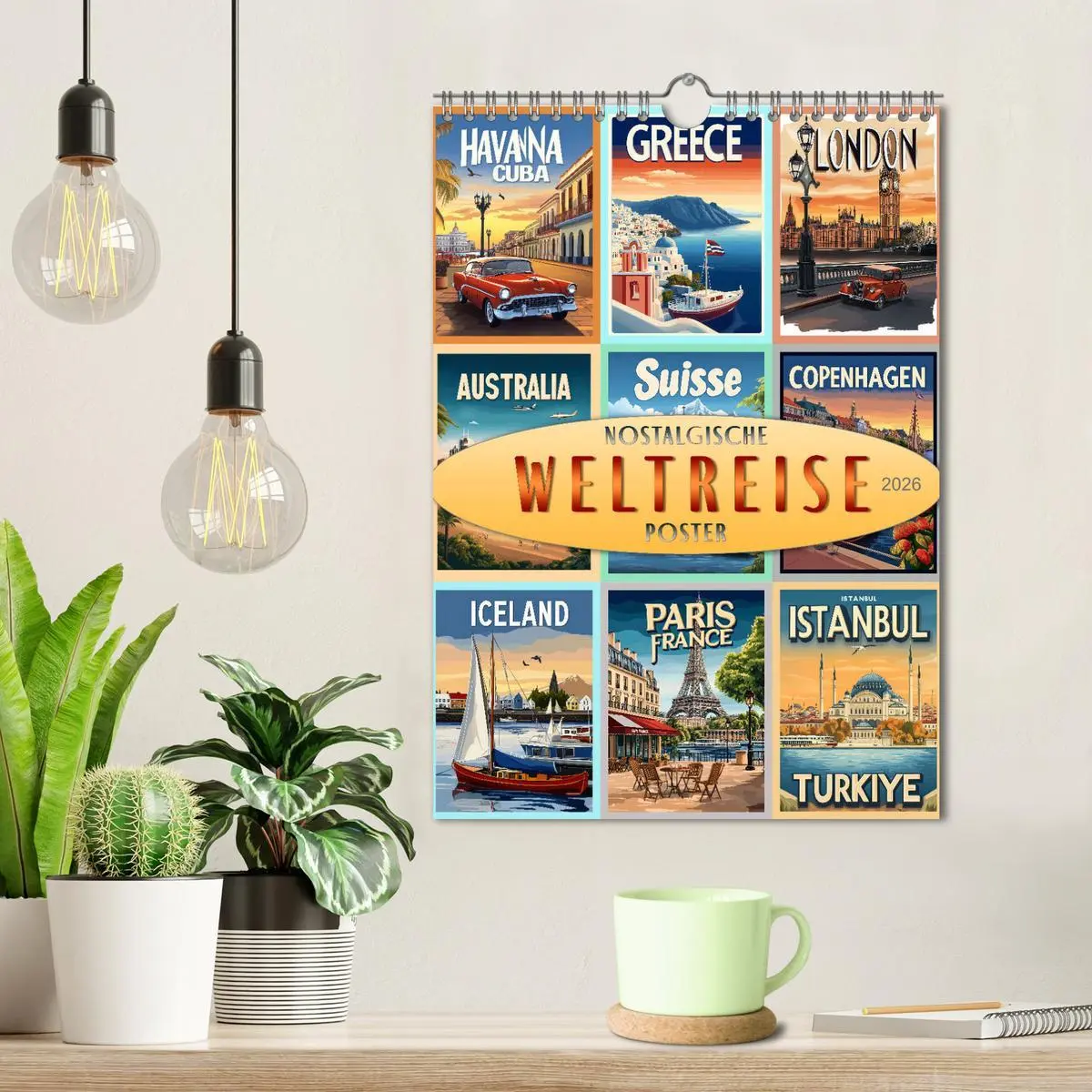 Bild: 9783457247051 | Weltreise - nostalgische Poster (Wandkalender 2026 DIN A4 hoch),...