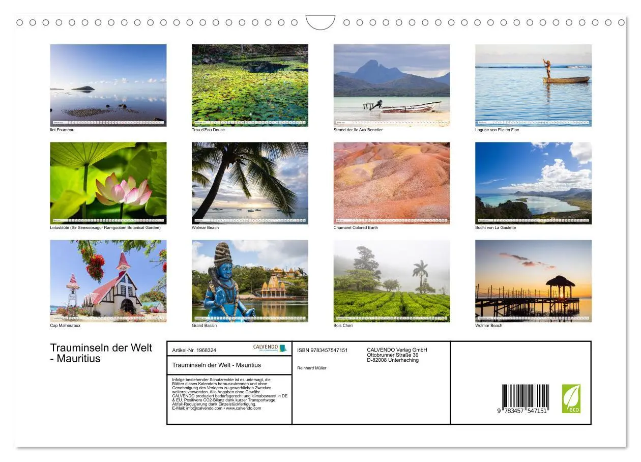 Bild: 9783457547151 | Trauminseln der Welt - Mauritius (Wandkalender 2026 DIN A3 quer),...