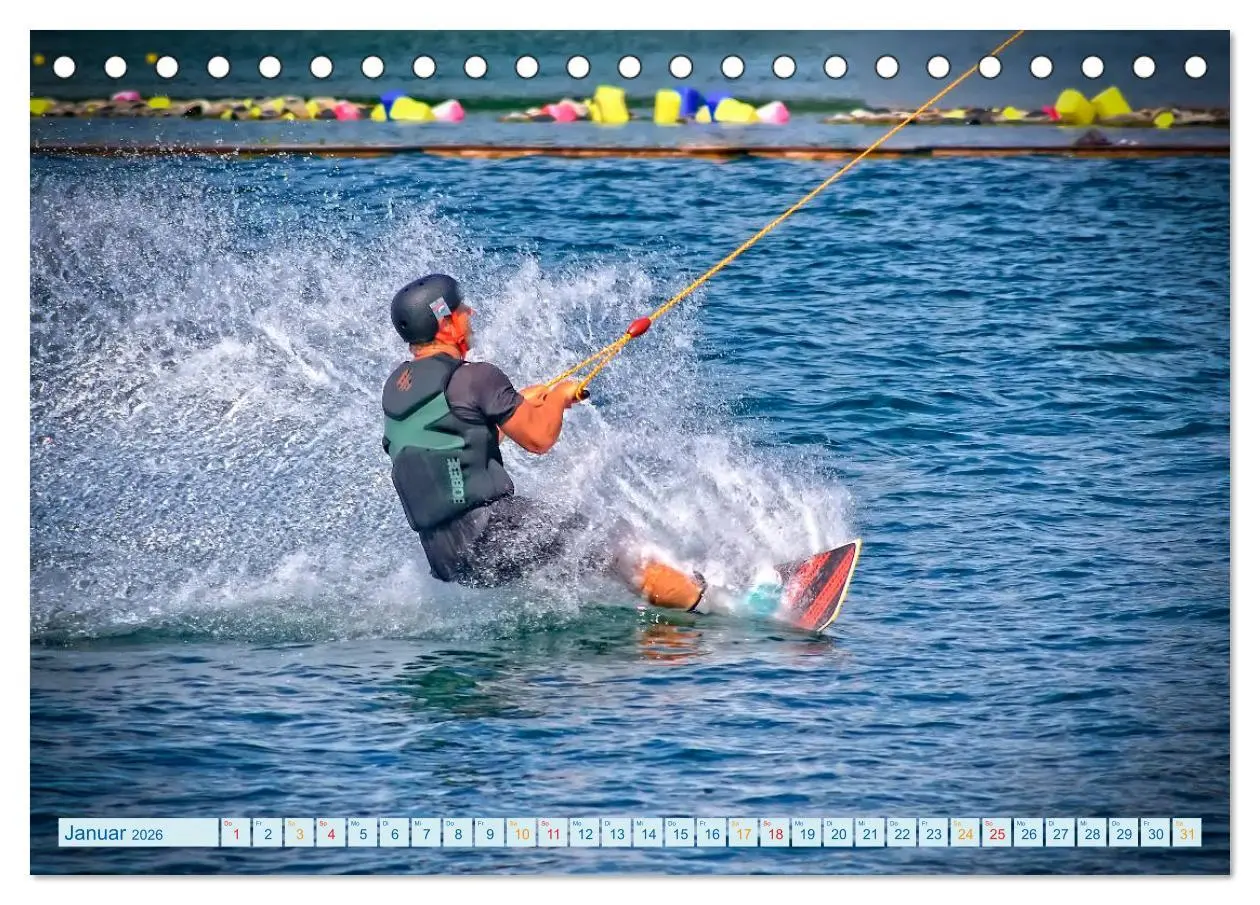 Bild: 9783457857151 | Wakeboarden (Tischkalender 2026 DIN A5 quer), CALVENDO Monatskalender