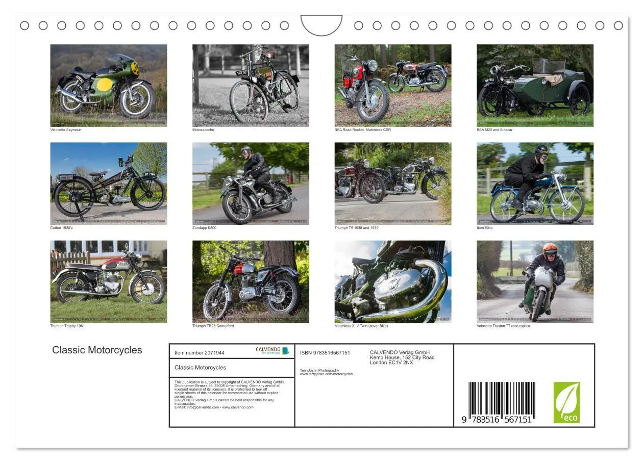 Bild: 9783516567151 | Classic Motorcycles (Wall Calendar 2026 DIN A4 landscape), CALVENDO...