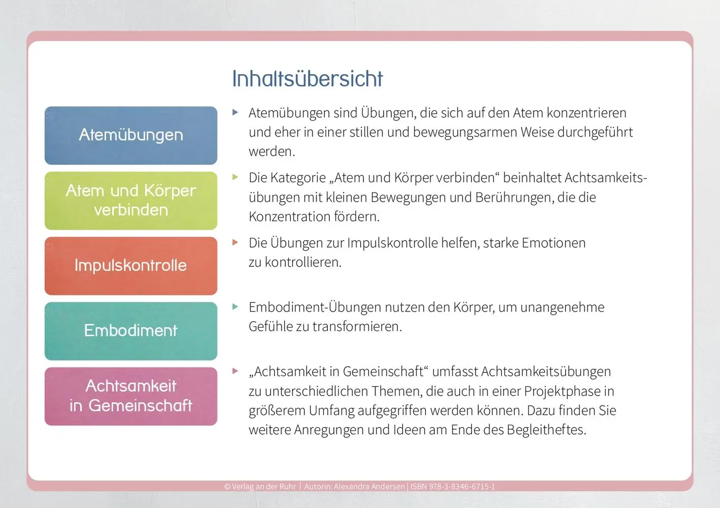Bild: 9783834667151 | Achtsamkeitsübungen für die Sekundarstufe | Alexandra Andersen | Box