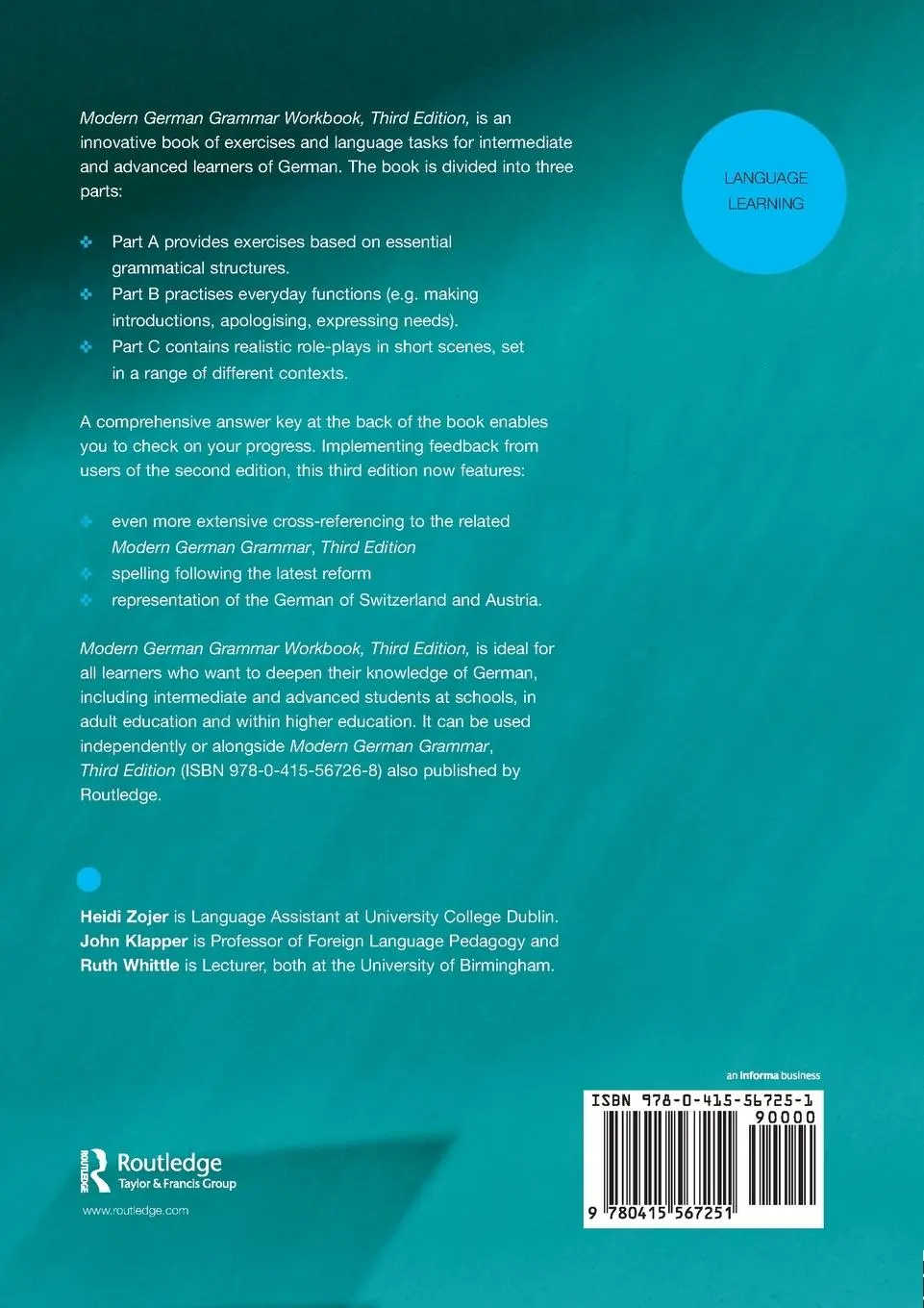 Rückseite: 9780415567251 | Modern German Grammar Workbook | Heidi Zojer (u. a.) | Taschenbuch