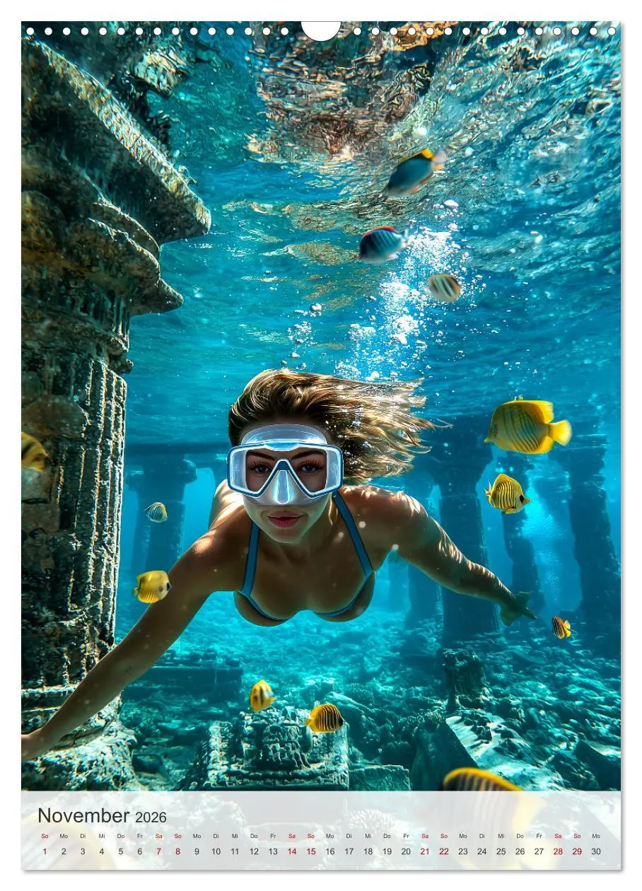 Bild: 9783516247251 | Diving Queens (Wandkalender 2026 DIN A3 hoch), CALVENDO Monatskalender