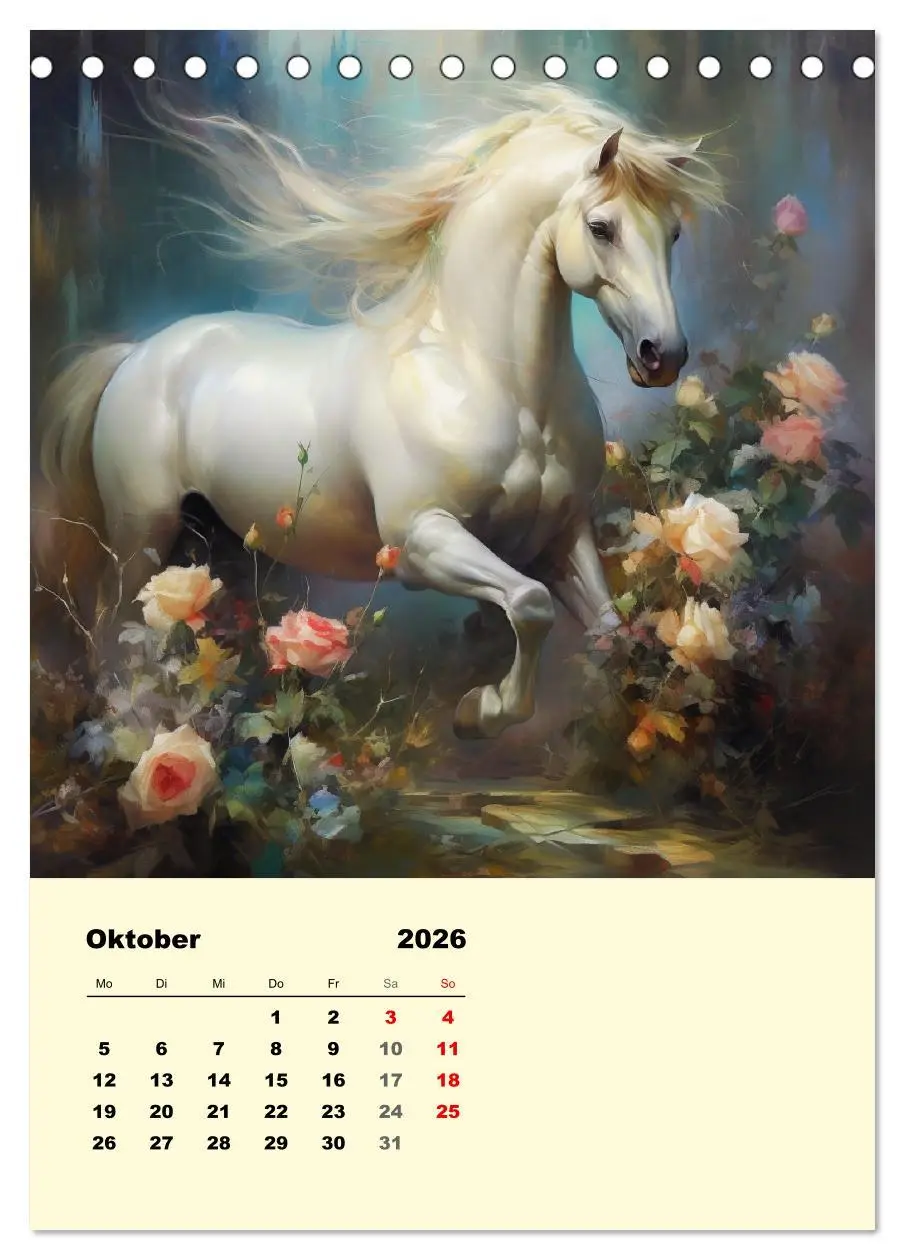 Bild: 9783516317251 | Pferde im romantischen Barockstil (Tischkalender 2026 DIN A5 hoch),...