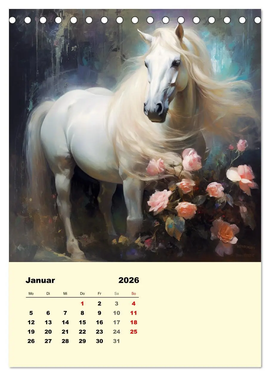 Bild: 9783516317251 | Pferde im romantischen Barockstil (Tischkalender 2026 DIN A5 hoch),...