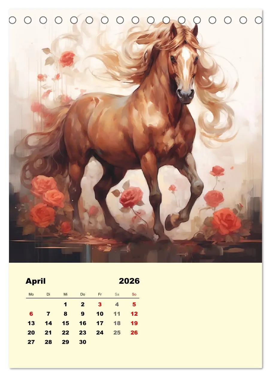 Bild: 9783516317251 | Pferde im romantischen Barockstil (Tischkalender 2026 DIN A5 hoch),...