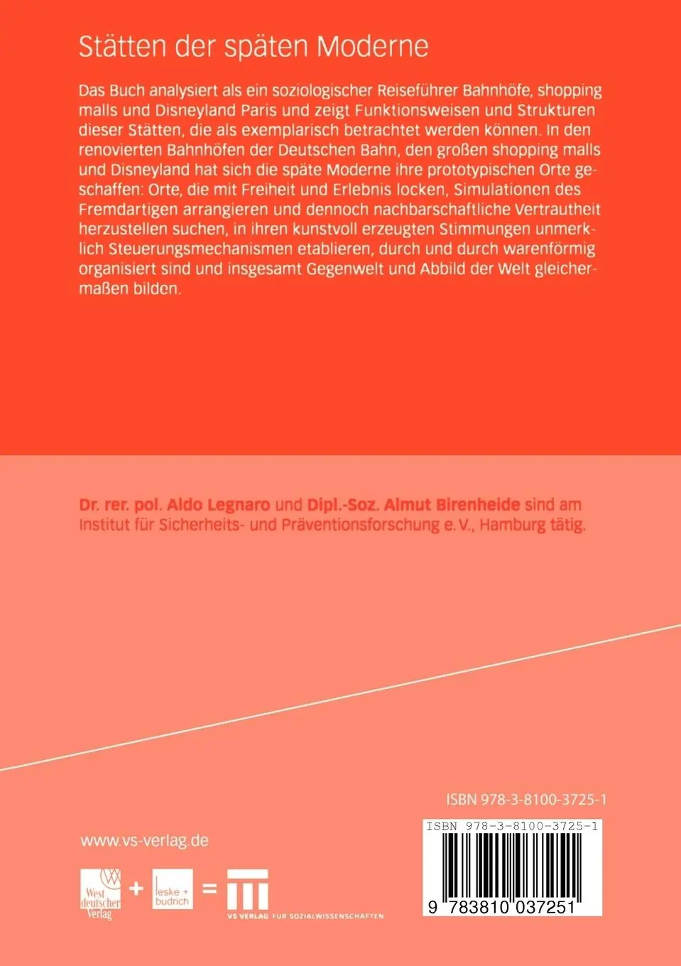 Rückseite: 9783810037251 | Stätten der späten Moderne | Almut Birenheide (u. a.) | Taschenbuch