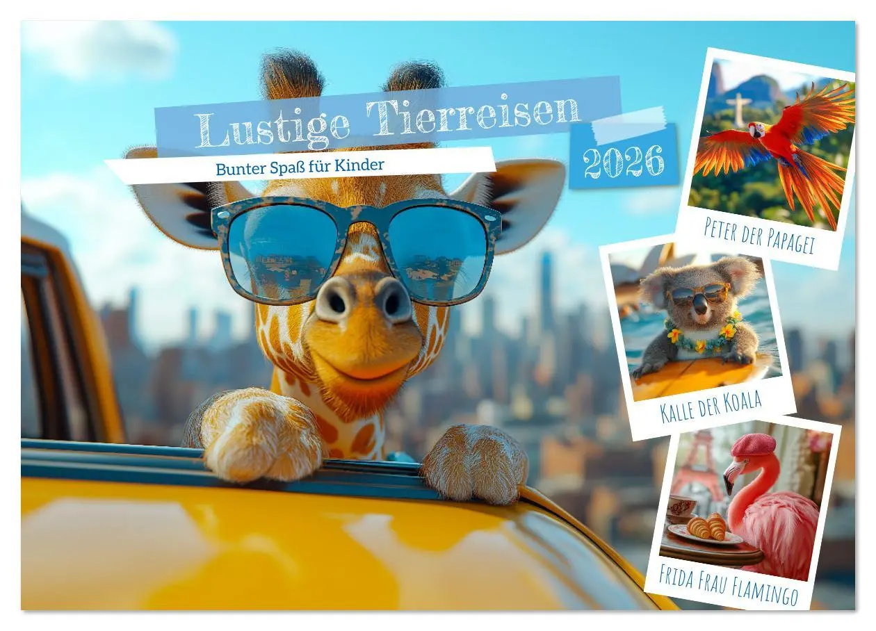 Cover: 9783516617351 | Lustige Tierreisen - Bunter Spaß für Kinder (Wandkalender 2026 DIN...
