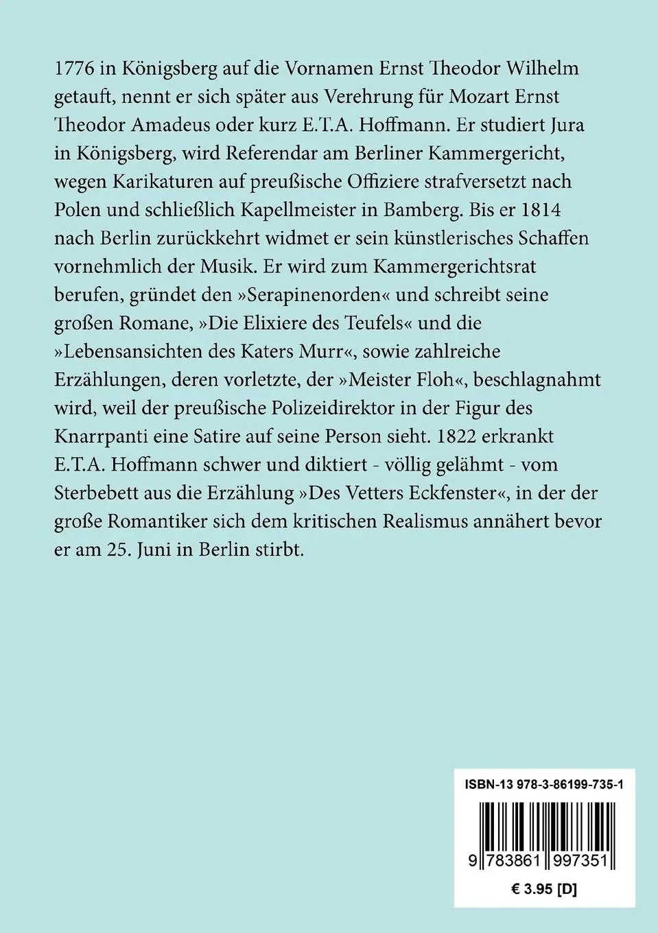 Rückseite: 9783861997351 | Der Magnetiseur | Eine unheimliche Geschichte | E. T. A. Hoffmann