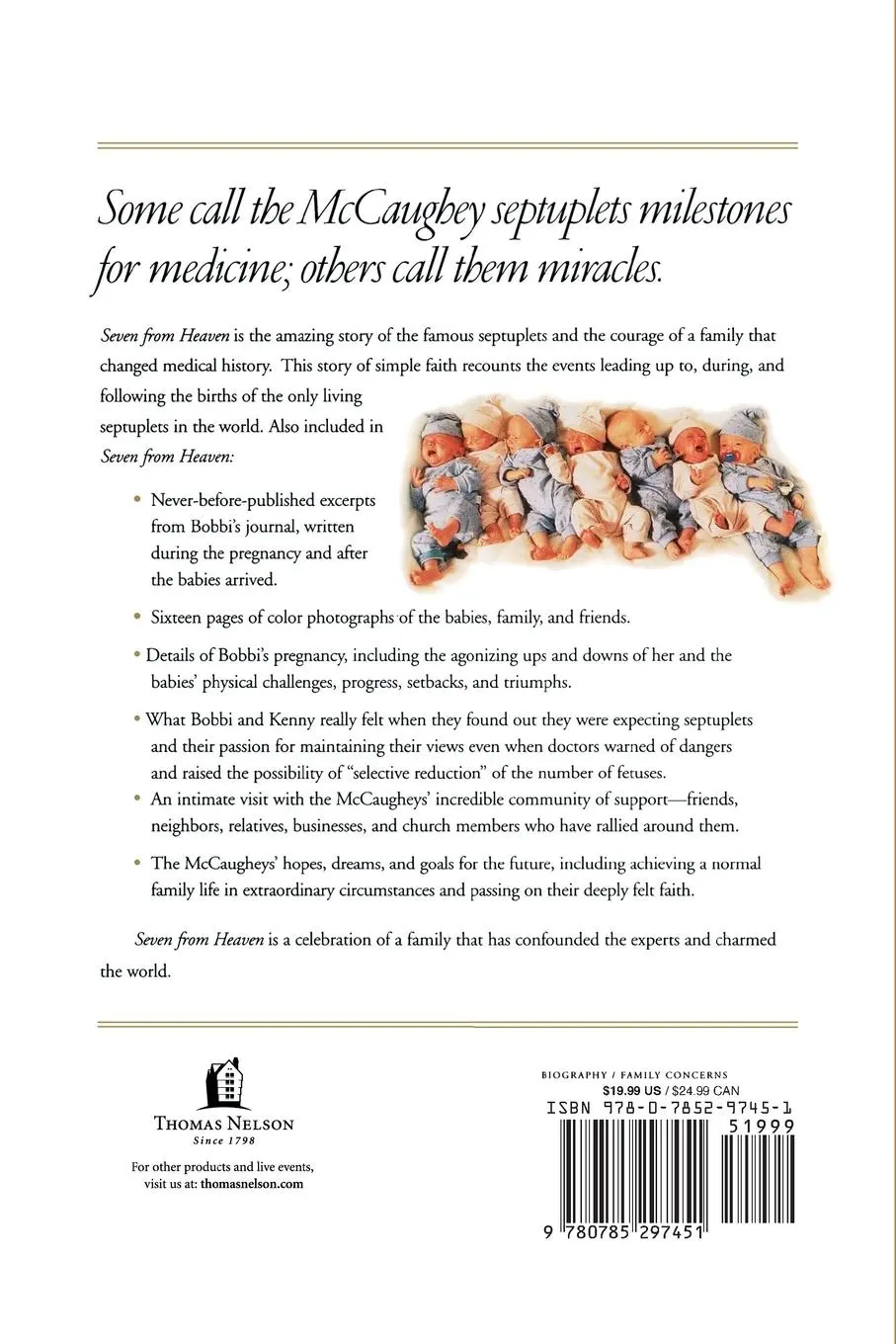 Rückseite: 9780785297451 | Seven from Heaven | The Miracle of the McCaughey Septuplets | Buch