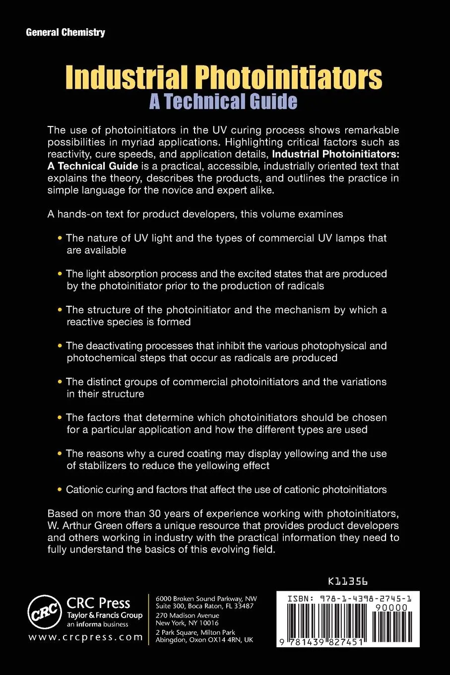 Rückseite: 9781439827451 | Industrial Photoinitiators | A Technical Guide | W. Arthur Green
