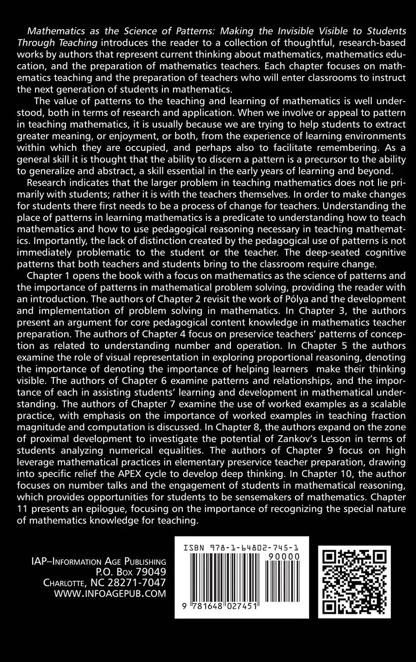 Rückseite: 9781648027451 | Mathematics as the Science of Patterns | Patrick M. Jenlink | Buch