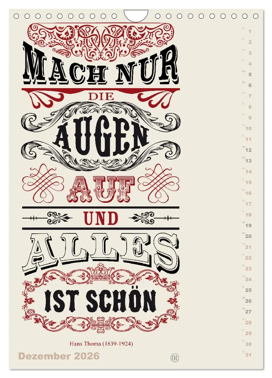Bild: 9783516467451 | Die schönsten Lebensweisheiten Typo - Kalender (Wandkalender 2026...