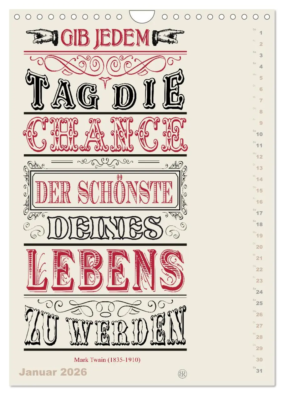 Bild: 9783516467451 | Die schönsten Lebensweisheiten Typo - Kalender (Wandkalender 2026...