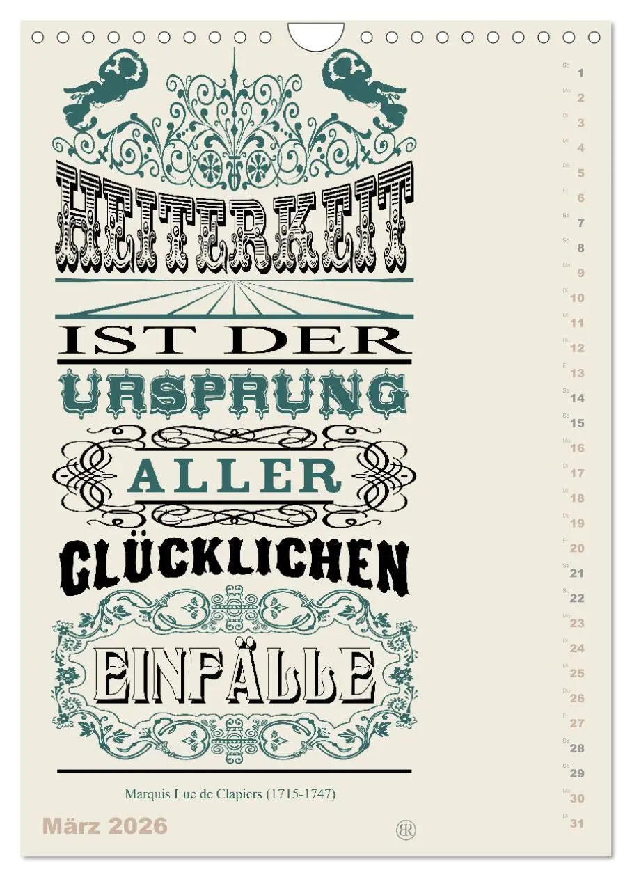Bild: 9783516467451 | Die schönsten Lebensweisheiten Typo - Kalender (Wandkalender 2026...