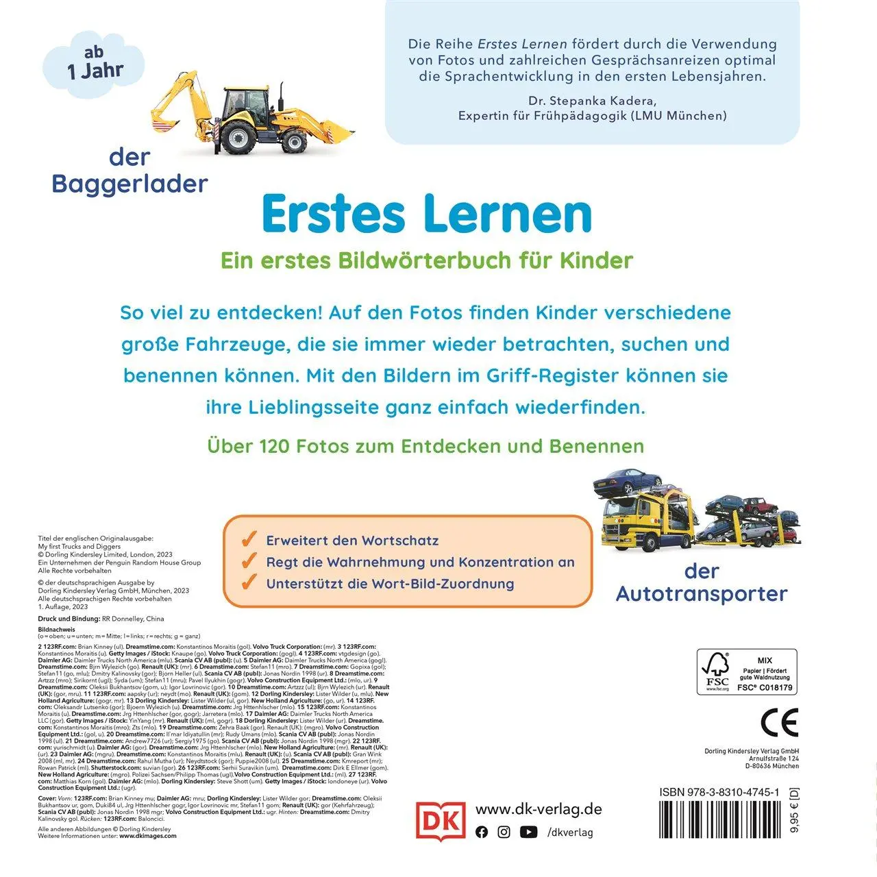Rückseite: 9783831047451 | Erstes Lernen. Traktor, Bagger, Laster | DK Verlag - Kids | Buch