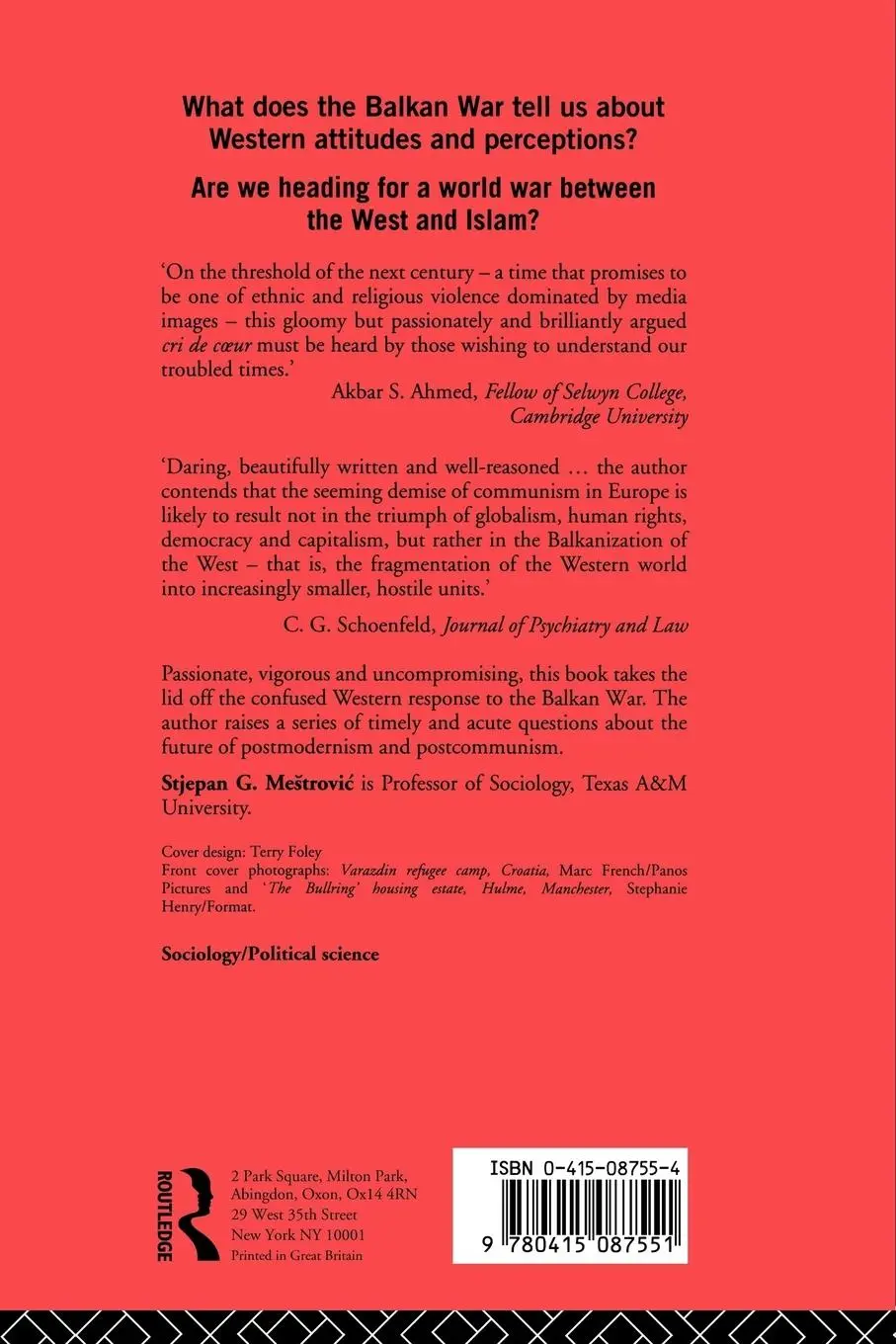 Rückseite: 9780415087551 | The Balkanization of the West | Stjepan Mestrovic | Taschenbuch | 1994