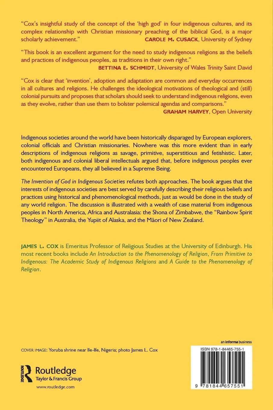 Rückseite: 9781844657551 | The Invention of God in Indigenous Societies | James Cox | Taschenbuch