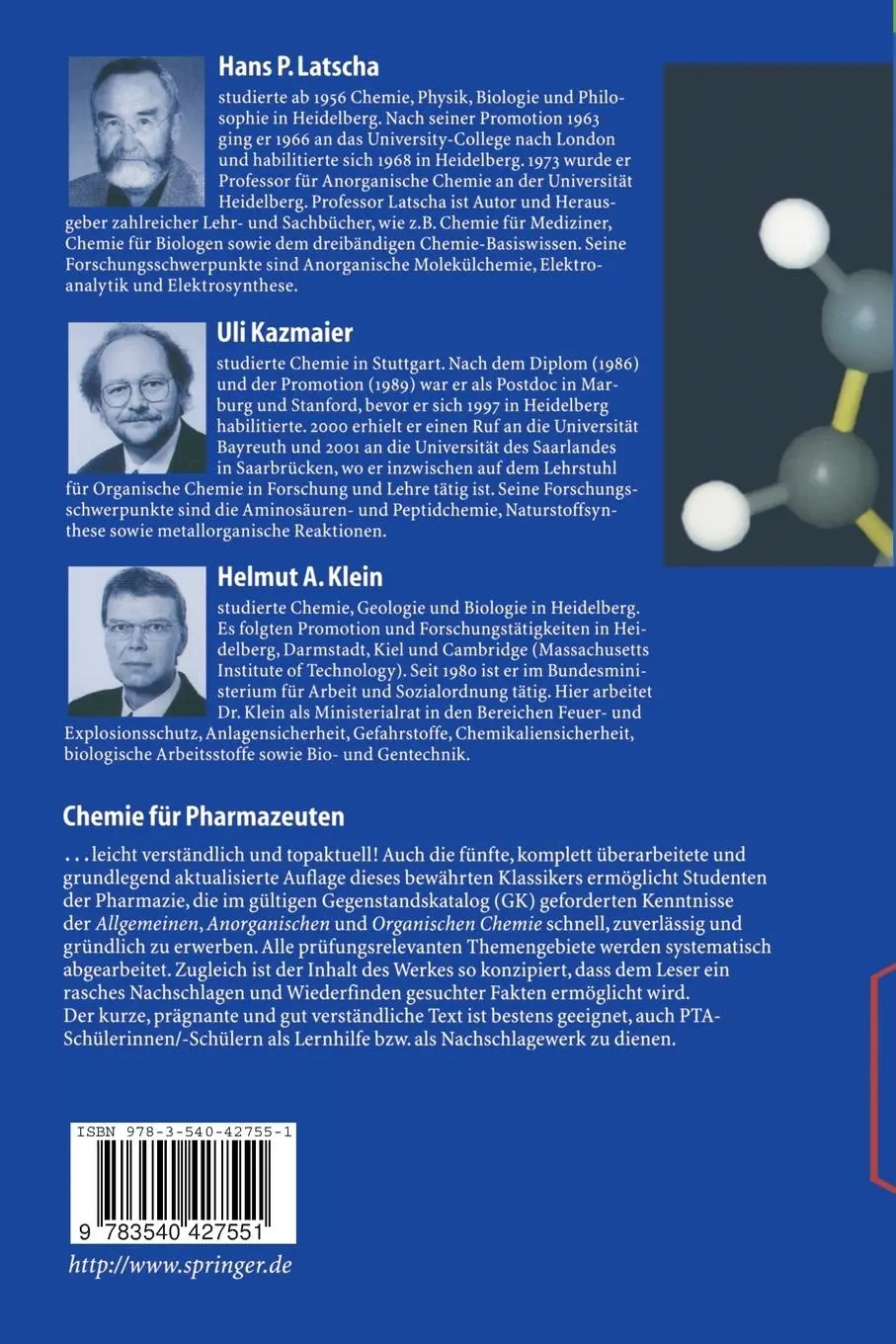 Rückseite: 9783540427551 | Chemie für Pharmazeuten | Unter Berücksichtigung des "GK" Pharmazie