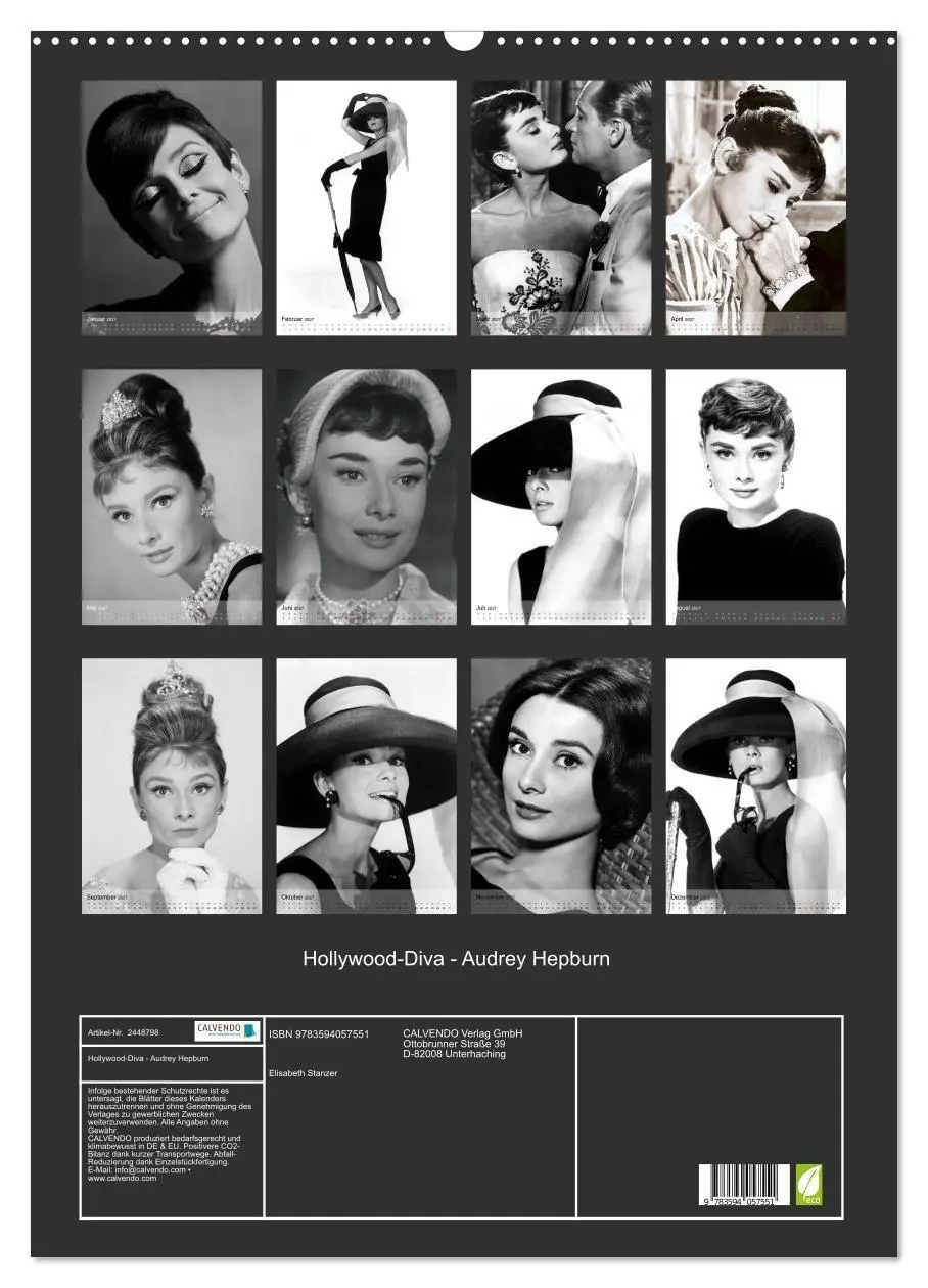Bild: 9783594057551 | Hollywood-Diva - Audrey Hepburn (Wandkalender 2027 DIN A2 hoch),...