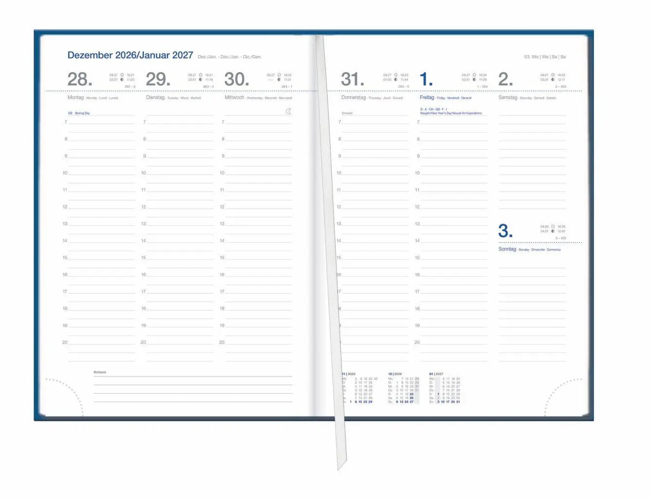 Bild: 9783756417551 | Wochen-Cheftimer A5, blau 2027 | Buch | Bürokalender Heye | 136 S.