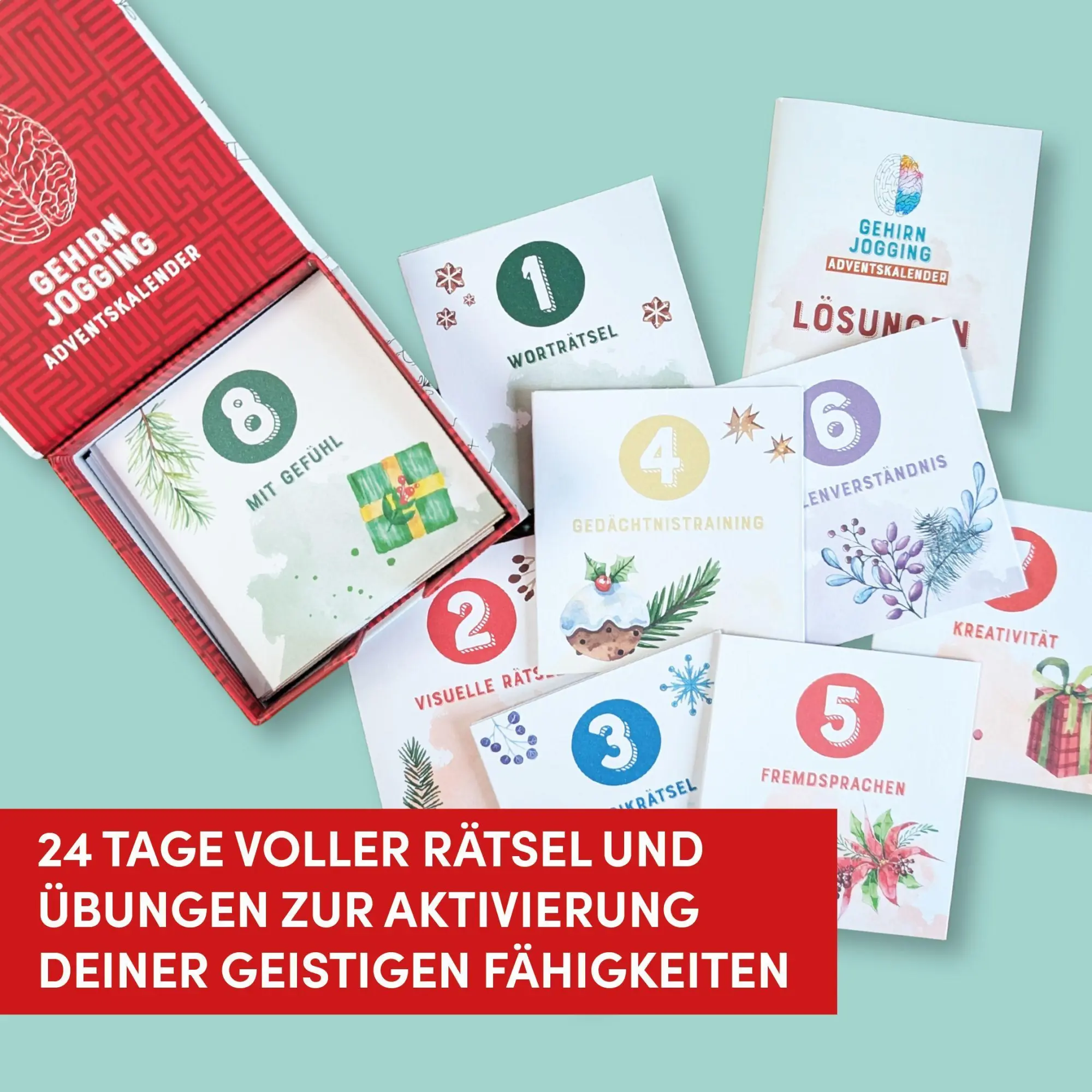 Bild: 4007742187651 | Gehirnjogging - Adventskalender | Romy Oswald | Spiel | Deutsch