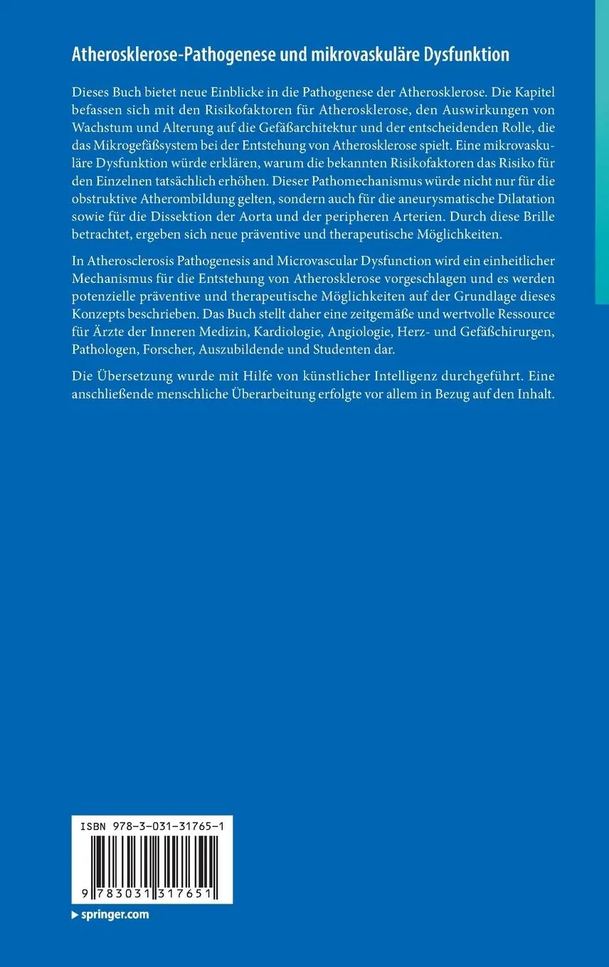 Rückseite: 9783031317651 | Atherosklerose-Pathogenese und mikrovaskuläre Dysfunktion | Buch | xi