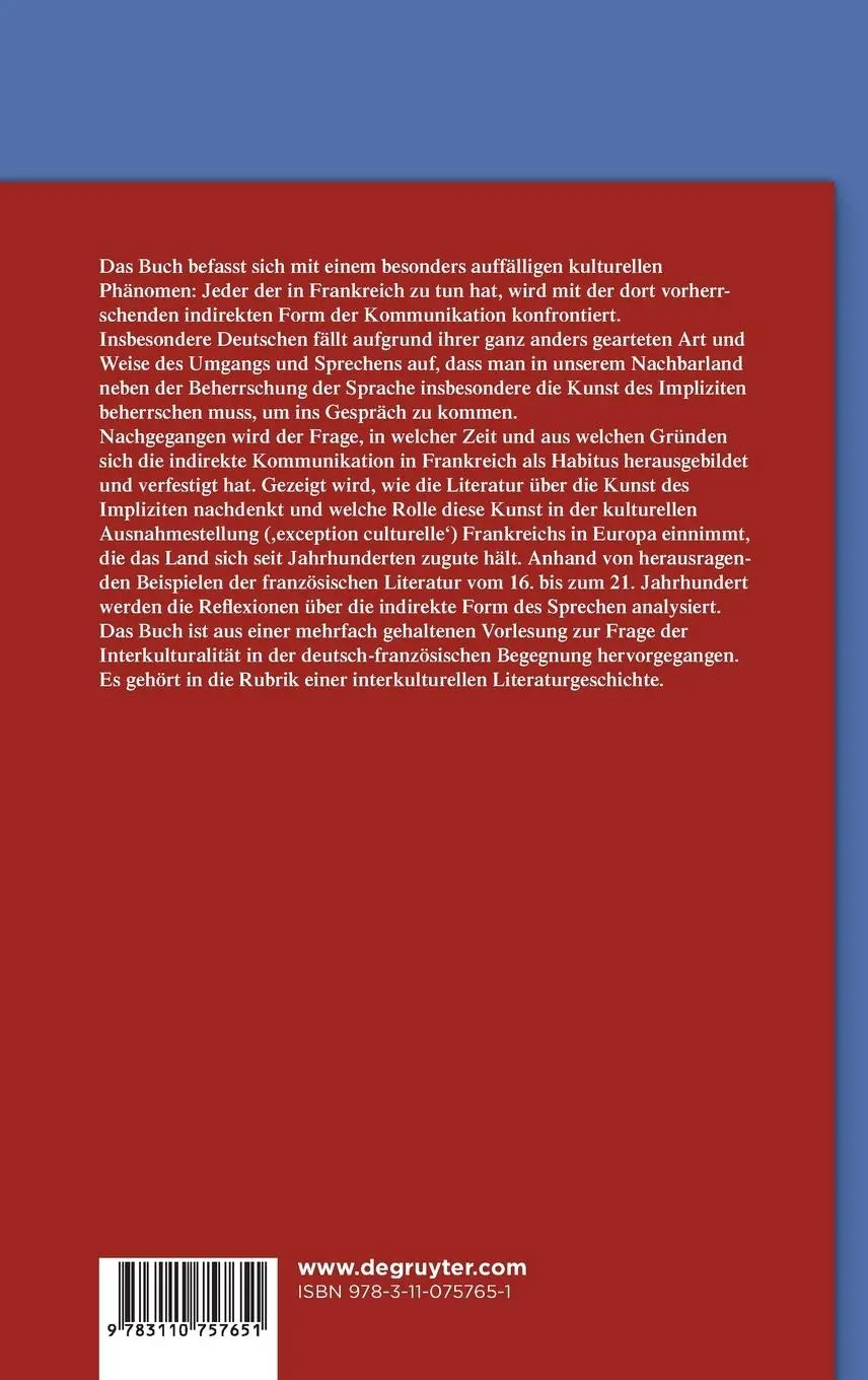 Rückseite: 9783110757651 | Die indirekte Kommunikation in Frankreich | Michael Bernsen | Buch