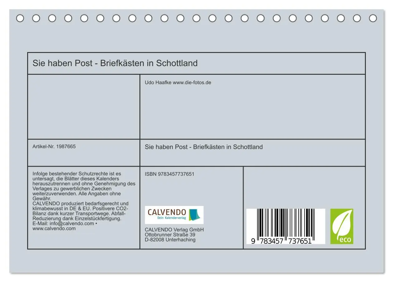 Bild: 9783457737651 | Sie haben Post - Briefkästen in Schottland (Tischkalender 2026 DIN...
