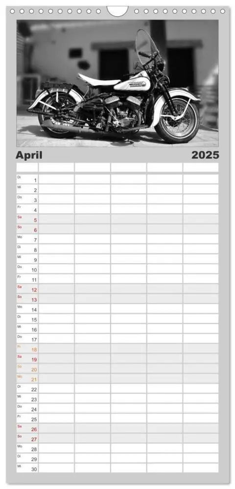 Bild: 9783457107751 | Familienplaner 2025 - Harley Davidson WLA 750 in Schwarzweiss mit 5...
