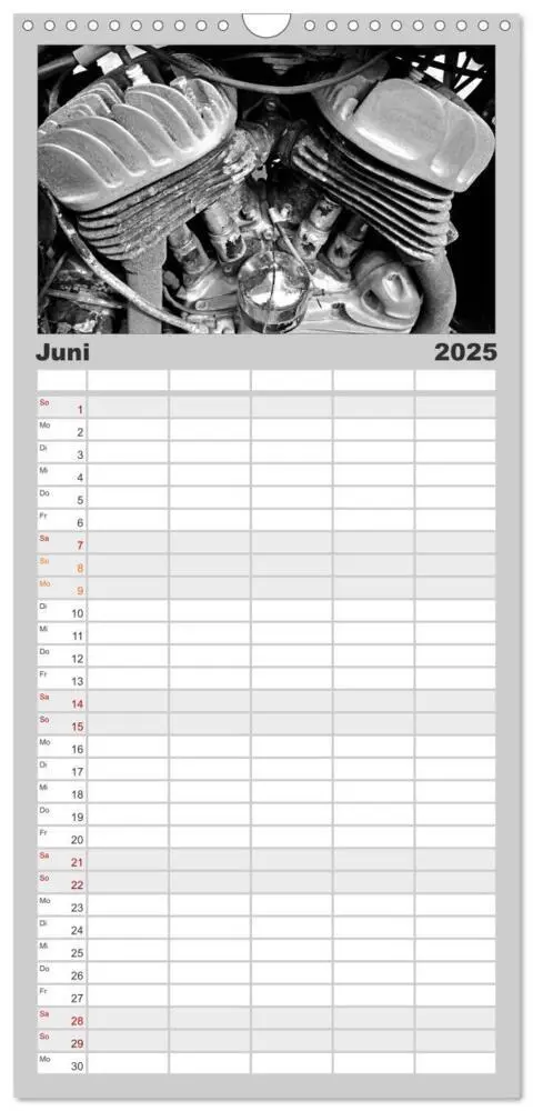 Bild: 9783457107751 | Familienplaner 2025 - Harley Davidson WLA 750 in Schwarzweiss mit 5...