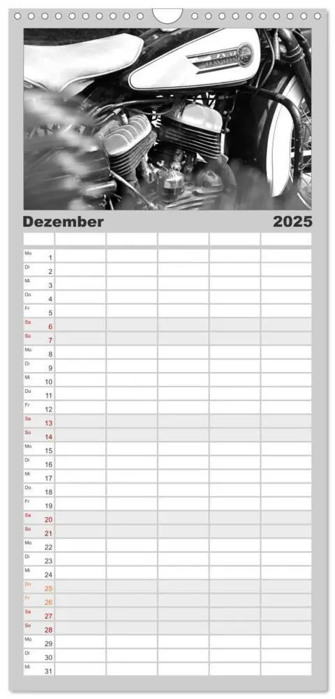Bild: 9783457107751 | Familienplaner 2025 - Harley Davidson WLA 750 in Schwarzweiss mit 5...