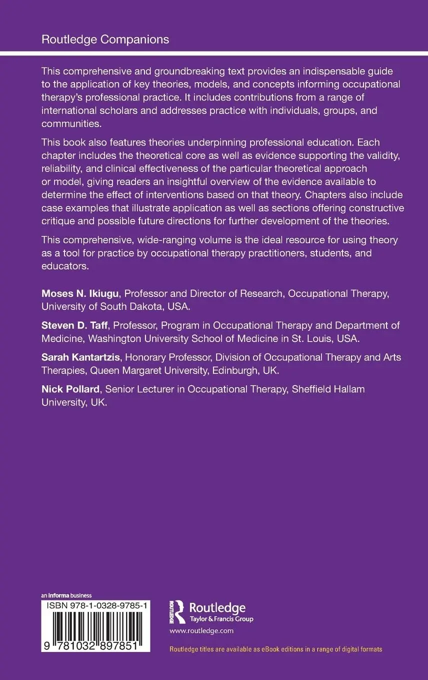 Rückseite: 9781032897851 | Routledge Companion to Occupational Therapy | Moses N. Ikiugu (u. a.)