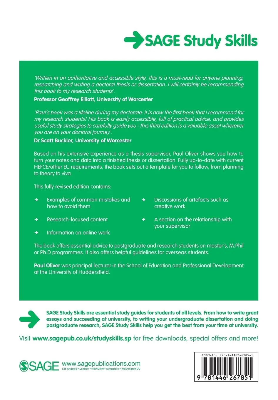 Rückseite: 9781446267851 | Writing Your Thesis | Paul Oliver | Taschenbuch | Englisch | 2013