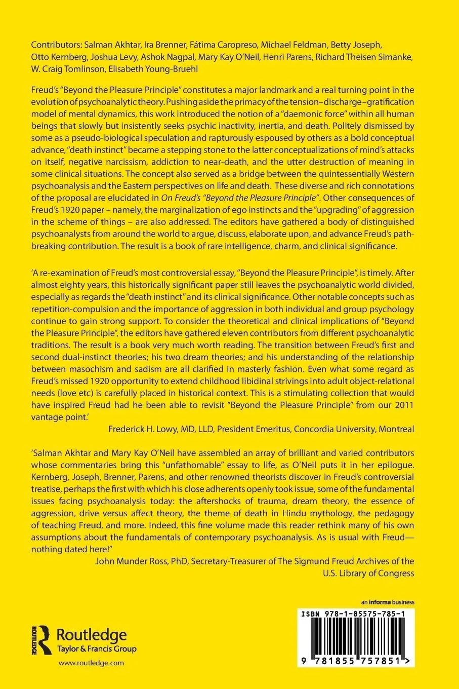 Rückseite: 9781855757851 | On Freud's Beyond the Pleasure Principle | Salman Akhtar (u. a.)