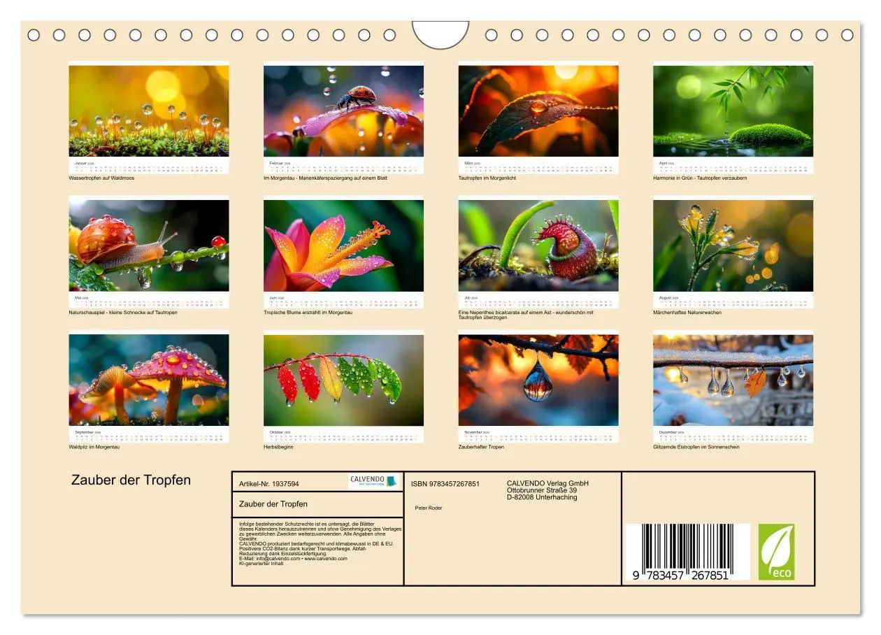 Bild: 9783457267851 | Zauber der Tropfen (Wandkalender 2026 DIN A4 quer), CALVENDO...