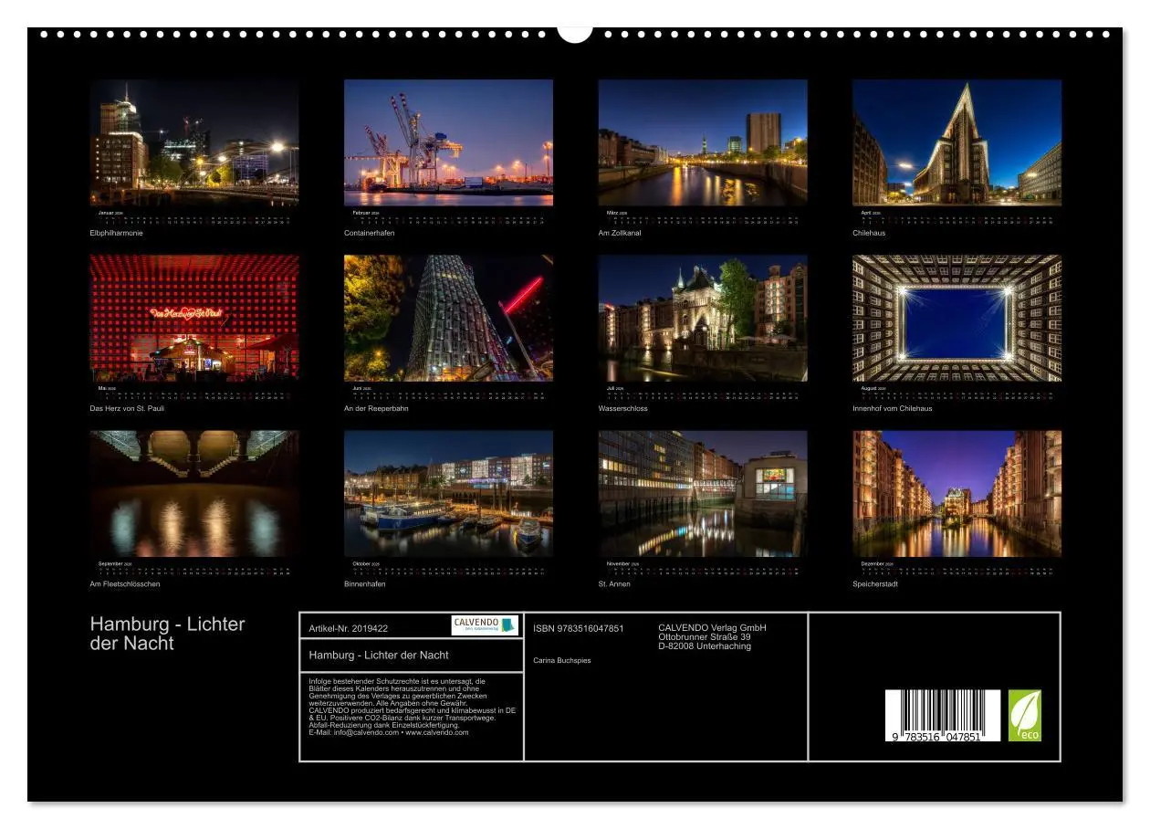 Bild: 9783516047851 | Hamburg - Lichter der Nacht (hochwertiger Premium Wandkalender 2026...