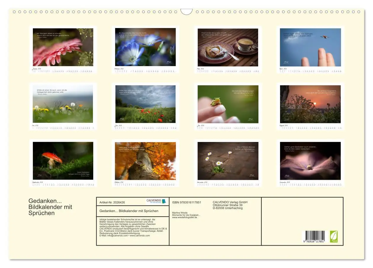 Bild: 9783516117851 | Gedanken... Bildkalender mit Sprüchen (Wandkalender 2026 DIN A2...